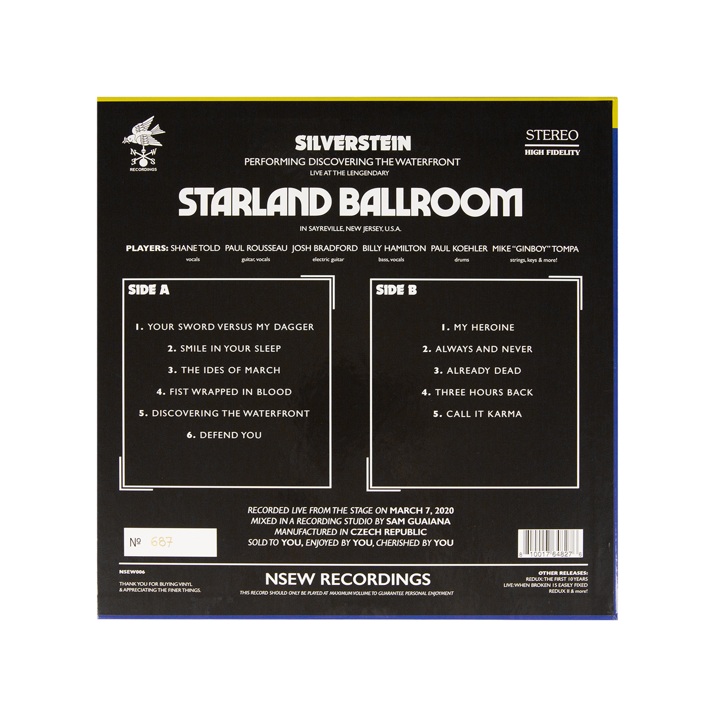 Live at Starland Ballroom Vinyl (Yellow & Blue Splatter)